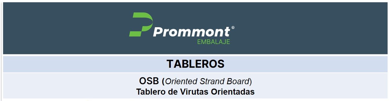 Tabla con especificaciones de tableros derivados de maderas, y tamaños para según el tipo de material.
